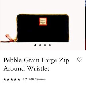 Dooney & Bourke Black Pebble Grain Large Wristlet- Brand New